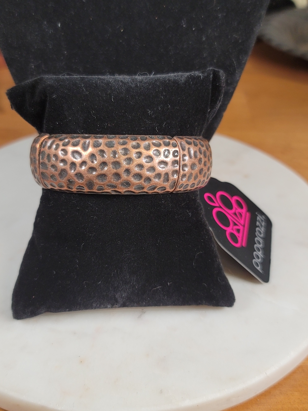 Hammered Copper Stretch Bangle Bracelet